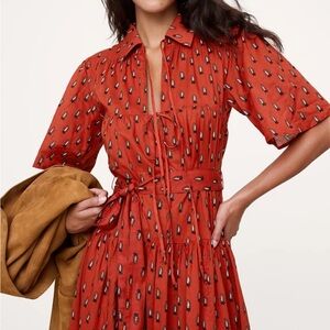 Banana Republic x the White Lotus Tie-Front Dress in spiced Cabernet paisley nwt